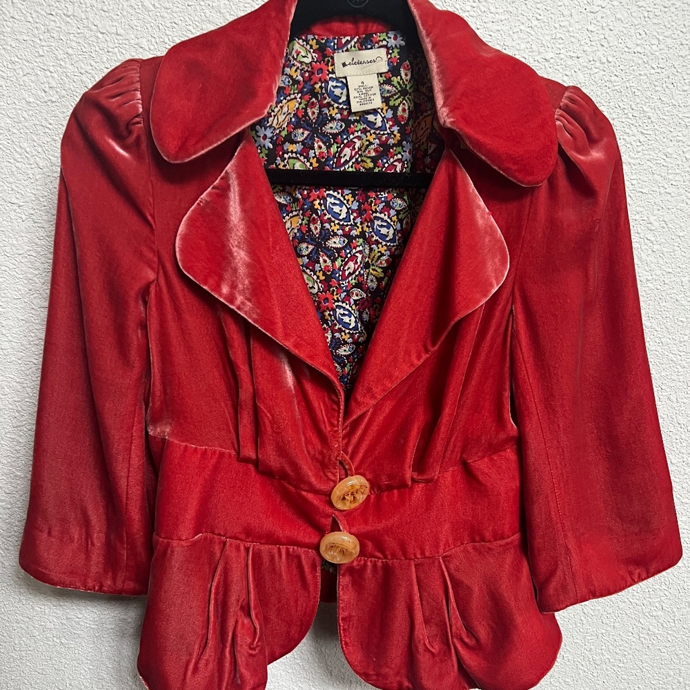 Orange Velvet Grop Blazer Jacket Elevens by Anthropologie 4